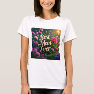 Pink Pupple Flowers Best Mom Ever T-Shirt