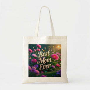 Pink Pupple Flowers Best Mom Ever Tote Bag