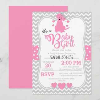 Pink Puppy Baby Shower Invitation