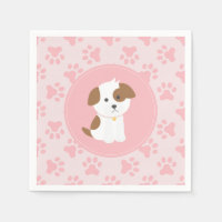 Pink Puppy birthday party napkins paw prints