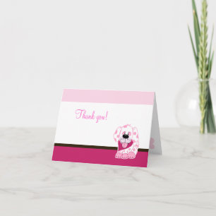 Pink Puppy Dog Folded Thank you note Card