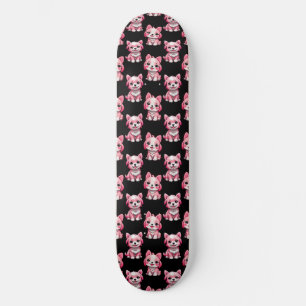 Pink Puppy Dog Pattern Design - Black Skateboard