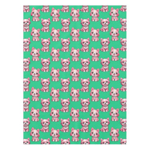Pink Puppy Dog Pattern Design - Green  Tablecloth