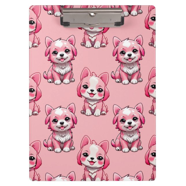 Pink Puppy Dog Pattern Design - Pink Clipboard (Front)