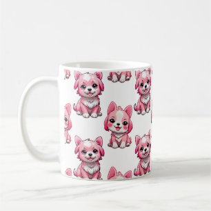 Pink Puppy Dog Pattern Design - white Coffee Mug