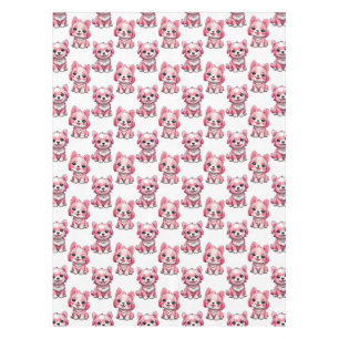 Pink Puppy Dog Pattern Design - White  Tablecloth