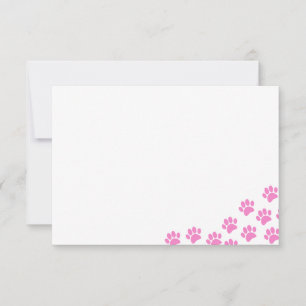 Pink Puppy Paw Prints Card