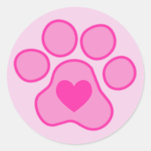 Pink Puppy Paws Heart Sticker
