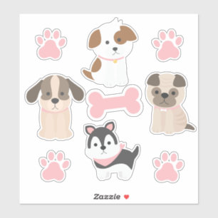 Pink Puppy Sticker Sheet