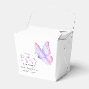 Pink Purple A Little Butterfly Baby Shower  Favor Box