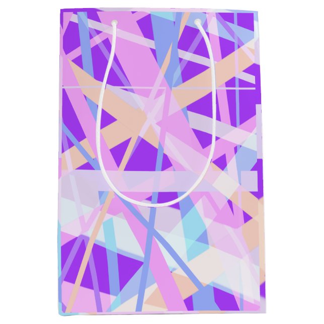 Pink Purple Abstract Geometric Stripes Gift Bag (Front)