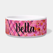 Pink Purple Abstract Painting Ceramic Pet Bowl