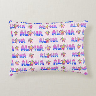 Pink Purple Aloha Hawaiian Tropical Turtle Accent Pillow
