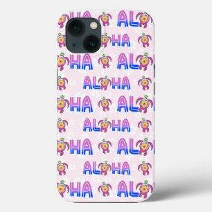 Pink Purple Aloha Hawaiian Tropical Turtle iPhone 13 Case
