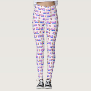 Pink Purple Aloha Hawaiian Tropical Turtle Leggings
