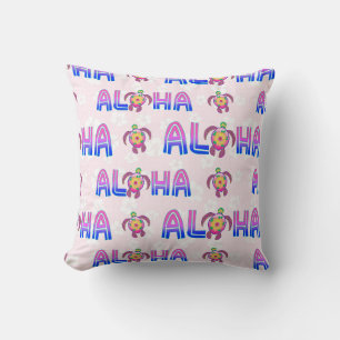 Pink Purple Aloha Hawaiian Tropical Turtle Throw Pillow