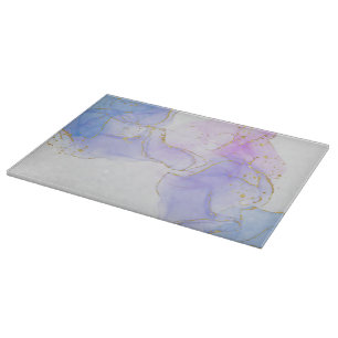 Pink, Purple and Blue Alcohol Ink Cutting Board