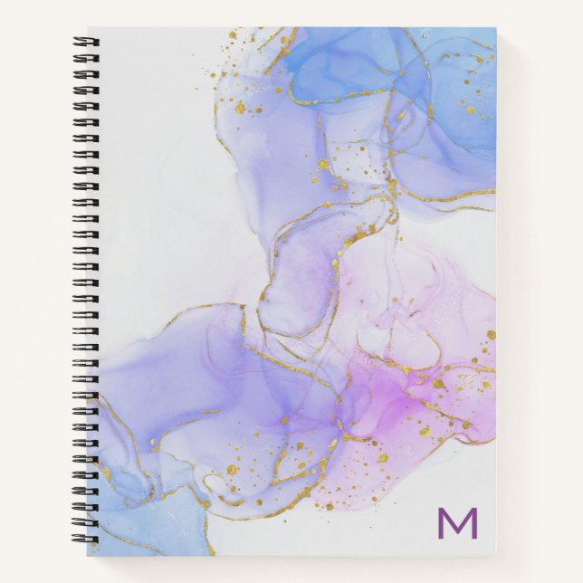 Pink, Purple and Blue Alcohol Ink Notebook (Front)