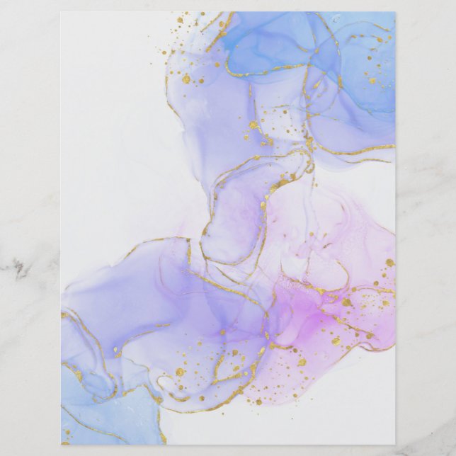 Pink, Purple and Blue Alcohol Ink Scrapbook Paper (Front)