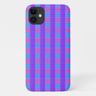 Pink Purple And Blue Checked Tartan, iPhone 11 Case