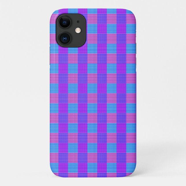Pink Purple And Blue Checked Tartan, Case-Mate iPhone Case (Back)