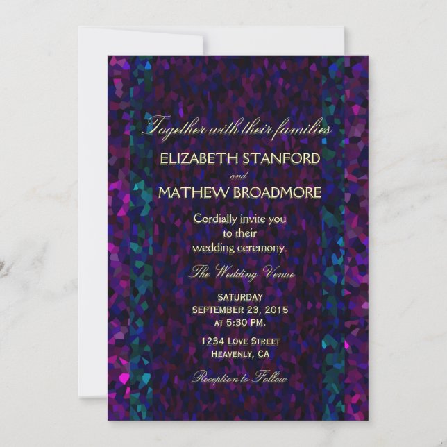 Pink, Purple and Blue Gitter Invitation (Front)