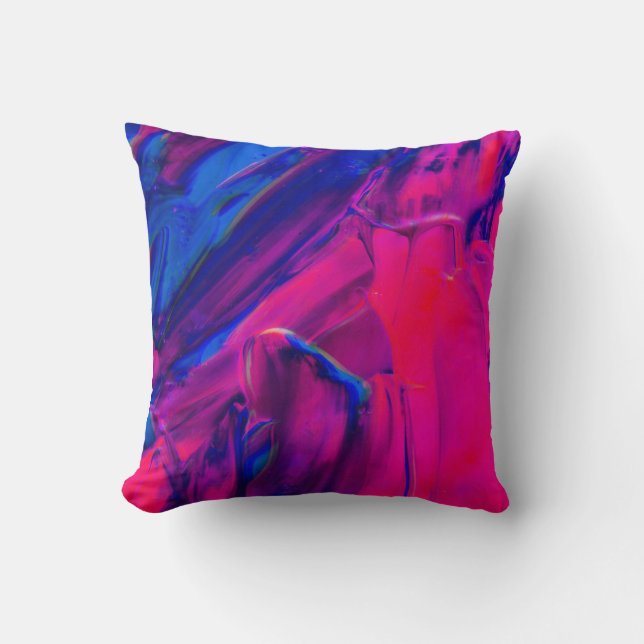 Pink, Purple and Blue Painting Abstract Art Abstra Throw Pillow (Front)