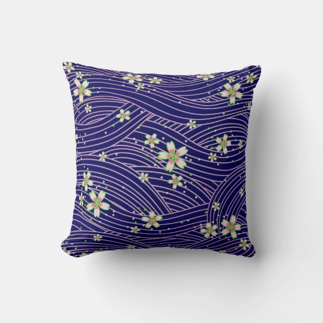 pink purple and blue throw pillow (Front)
