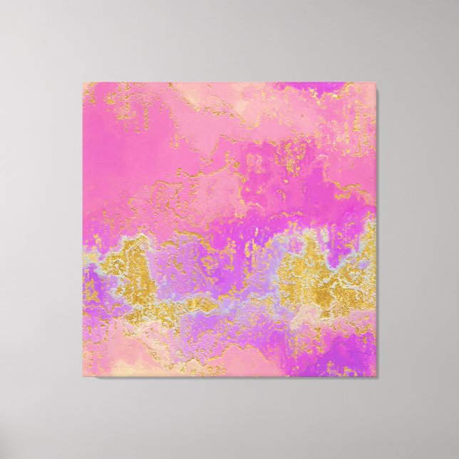 Pink, Purple and Gold Abstract Canvas Print (Front)