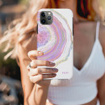 Pink Purple and Gold Marble Geode with Monogram iPhone 11 Pro Max Case<br><div class="desc">Protect your new phone with a modern trendy case featuring a beautiful marble geode pattern. The feminine colour scheme includes shades of pink, purple and lavender, gold and a hint of turquoise and blue in this unique design. A text template is included for personalizing this case with your monogram initials...</div>
