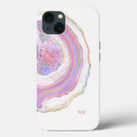 Pink Purple and Gold Marble Geode with Monogram