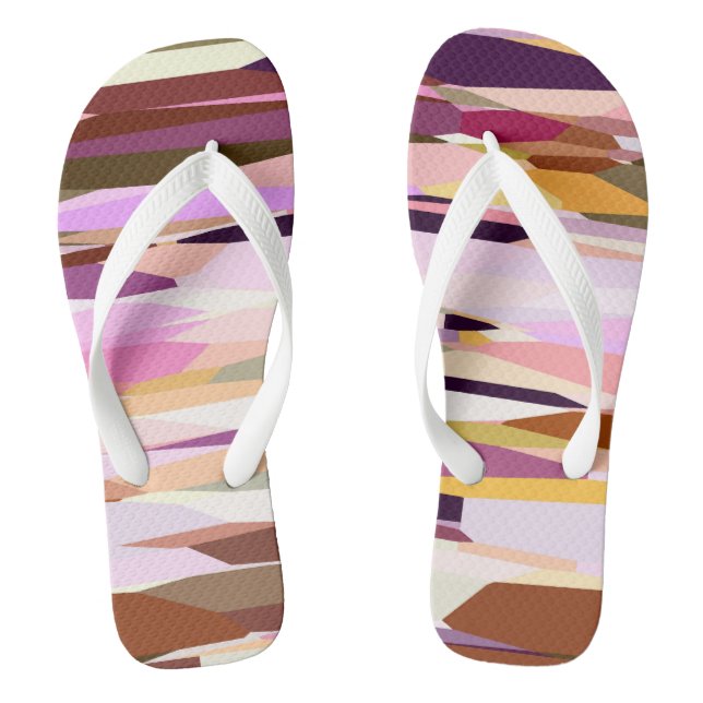 Pink, Purple and Orange abstract Flip Flops (Footbed)