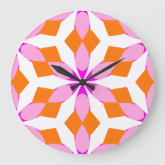 Pink Purple and Orange Floral Geometric Large Clock