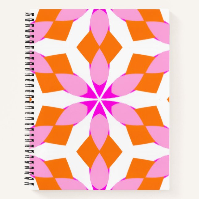  Pink Purple and Orange Floral Geometric  Notebook (Front)