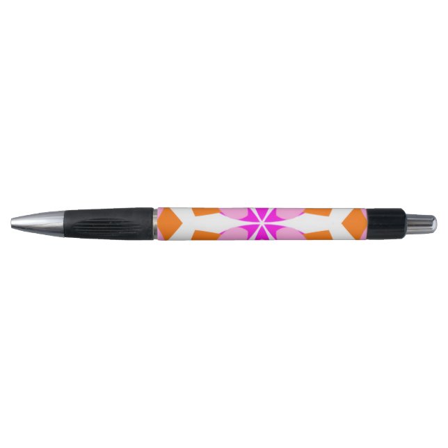  Pink Purple and Orange Floral Geometric  Pen (Front)
