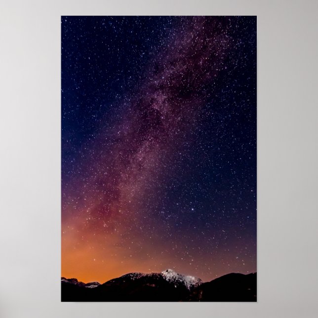 Pink, Purple And Orange Starry Night Sky Poster (Front)