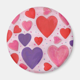 Pink Purple and Red Valentines Day Hearts Pattern  Magnet