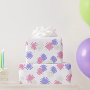 Pink Purple and White Daisy Flowers Wrapping Paper