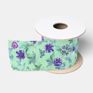 Pink Purple Anemones Spring Outdoor Bridal Shower  Satin Ribbon