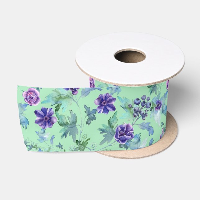 Pink Purple Anemones Spring Outdoor Bridal Shower  Satin Ribbon (Spool)