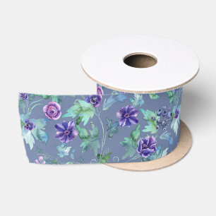 Pink Purple Anemones Spring Outdoor Bridal Shower  Satin Ribbon