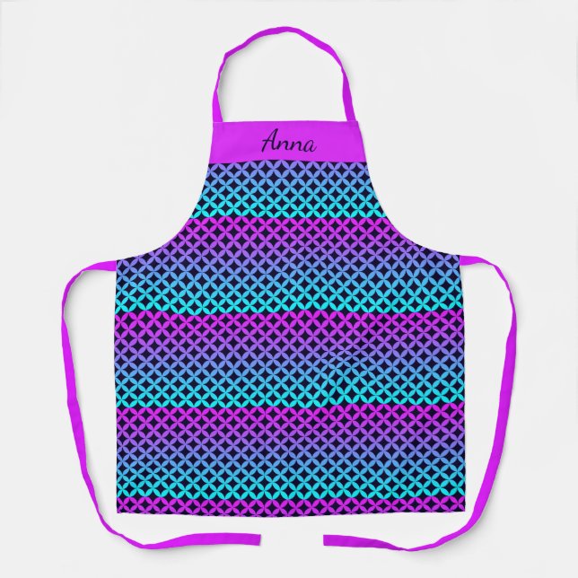 Pink, Purple, & Aqua Custom Name Apron (Front)