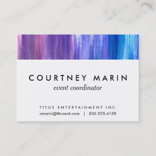 Pink purple aqua paint strokes watercolor painting business card