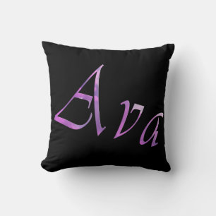 Pink Purple Ava Name Logo, Throw Pillow