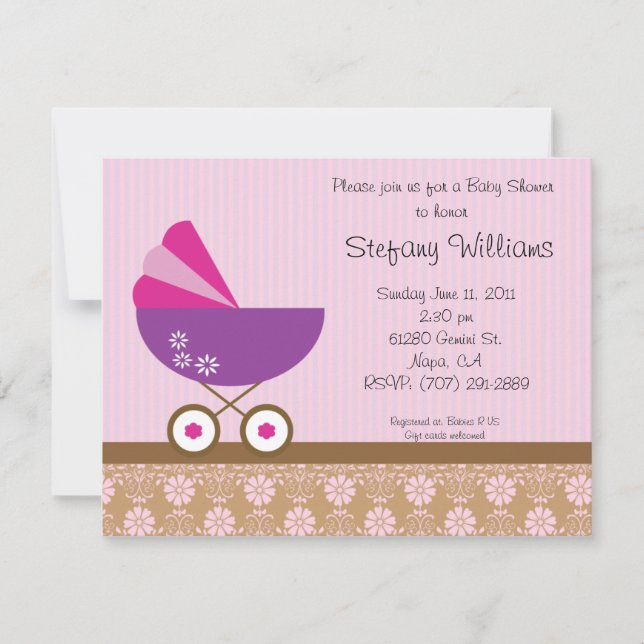 Pink & Purple Baby Shower Invitation (Front)