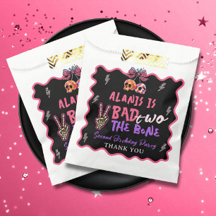 Pink Purple Bad Two The Bone 2nd Birthday Party Favour Bag