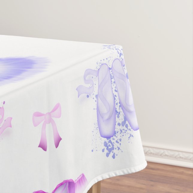 Pink & Purple Ballet Birthday Tutu & Pointe Shoes Tablecloth (In Situ)