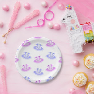 Pink & Purple Ballet Birthday Tutu Watercolour Paper Plate