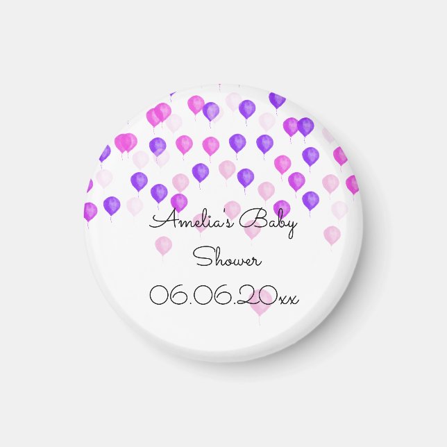 Pink Purple Balloon Baby Shower  Magnet (Front)
