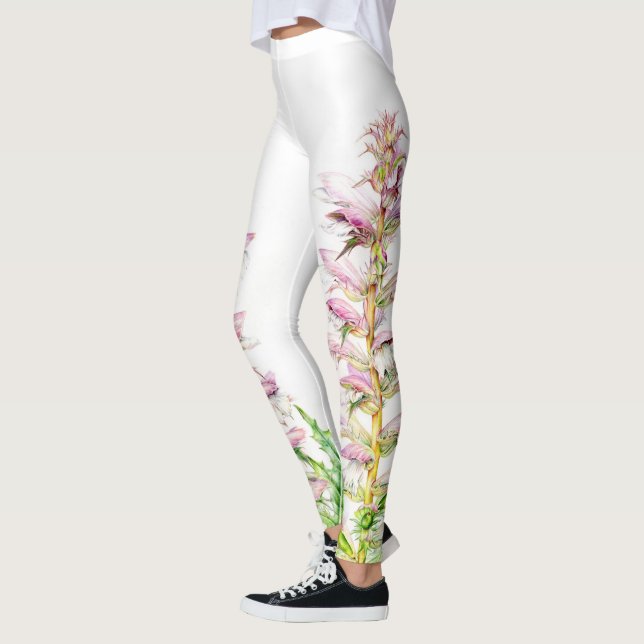 Pink purple bears breech floral leggings (Left)